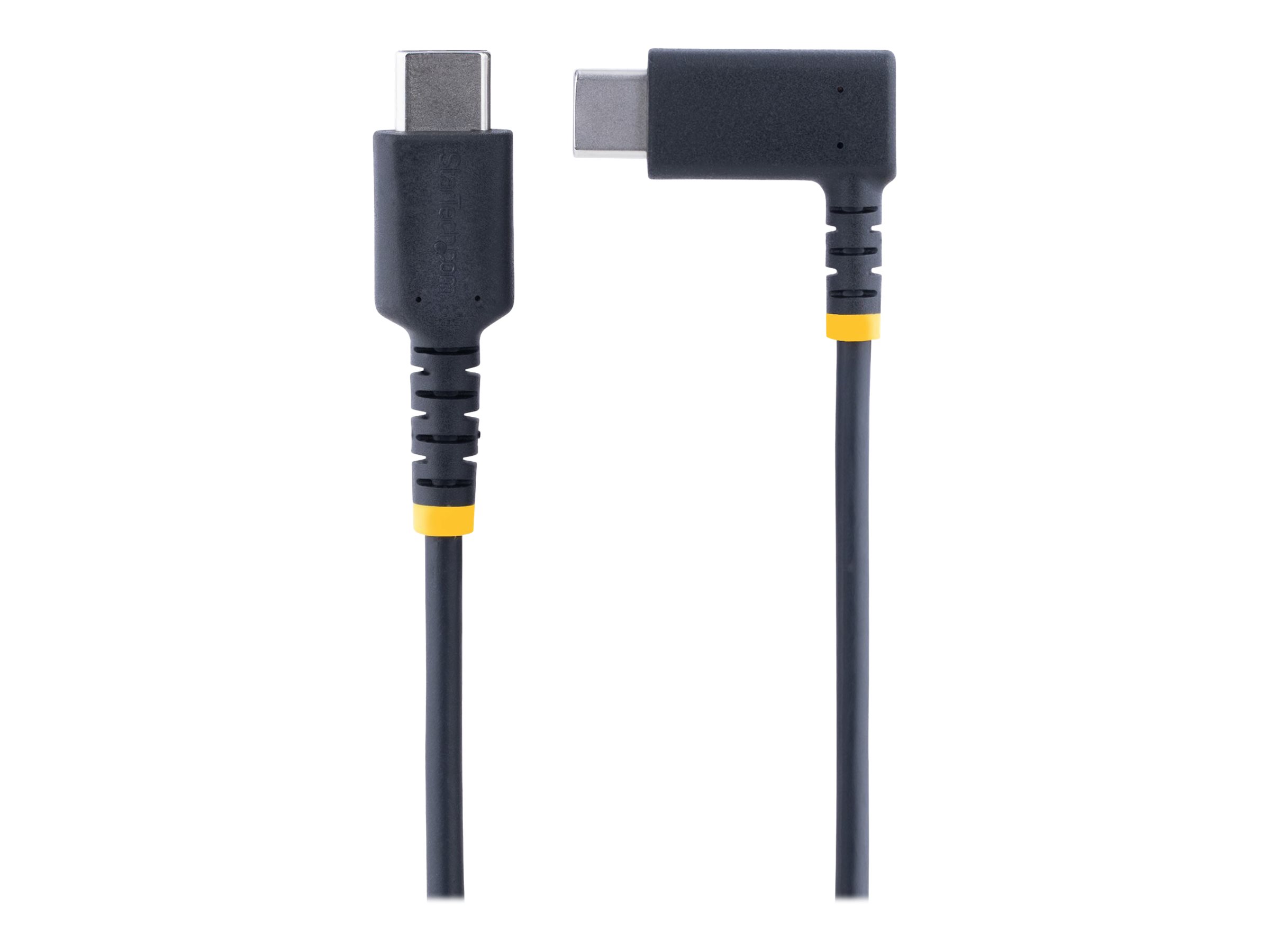 StarTech.com 1ft (30cm) USB C Charging Cable Right Angle, 60W PD 3A, Heavy Duty Fast Charge USB-C Cable, USB 2.0 Type-C, Durable and Rugged Aramid Fiber, S20/iPad/Pixel - High Quality USB Charging Cord (R2CCR-30C-USB-CABLE) - Câble USB - 24 pin USB-C (M) droit pour 24 pin USB-C (M) angle droit - USB 2.0 - 3 A - 30 cm - noir - R2CCR-30C-USB-CABLE - Câbles USB