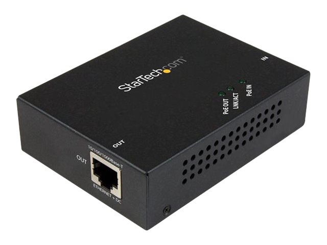 StarTech.com Répéteur Gigabit PoE+ à 1 port - Extendeur réseau Power over Ethernet 802.3at et 802.3af - Gigabit PoE extender - 100 m - Relais - 1GbE - 10Base-T, 100Base-TX, 1000Base-T - jusqu'à 100 m - pour P/N: ST12MHDLANU - POEEXT1GAT - Transmetteursencuivre