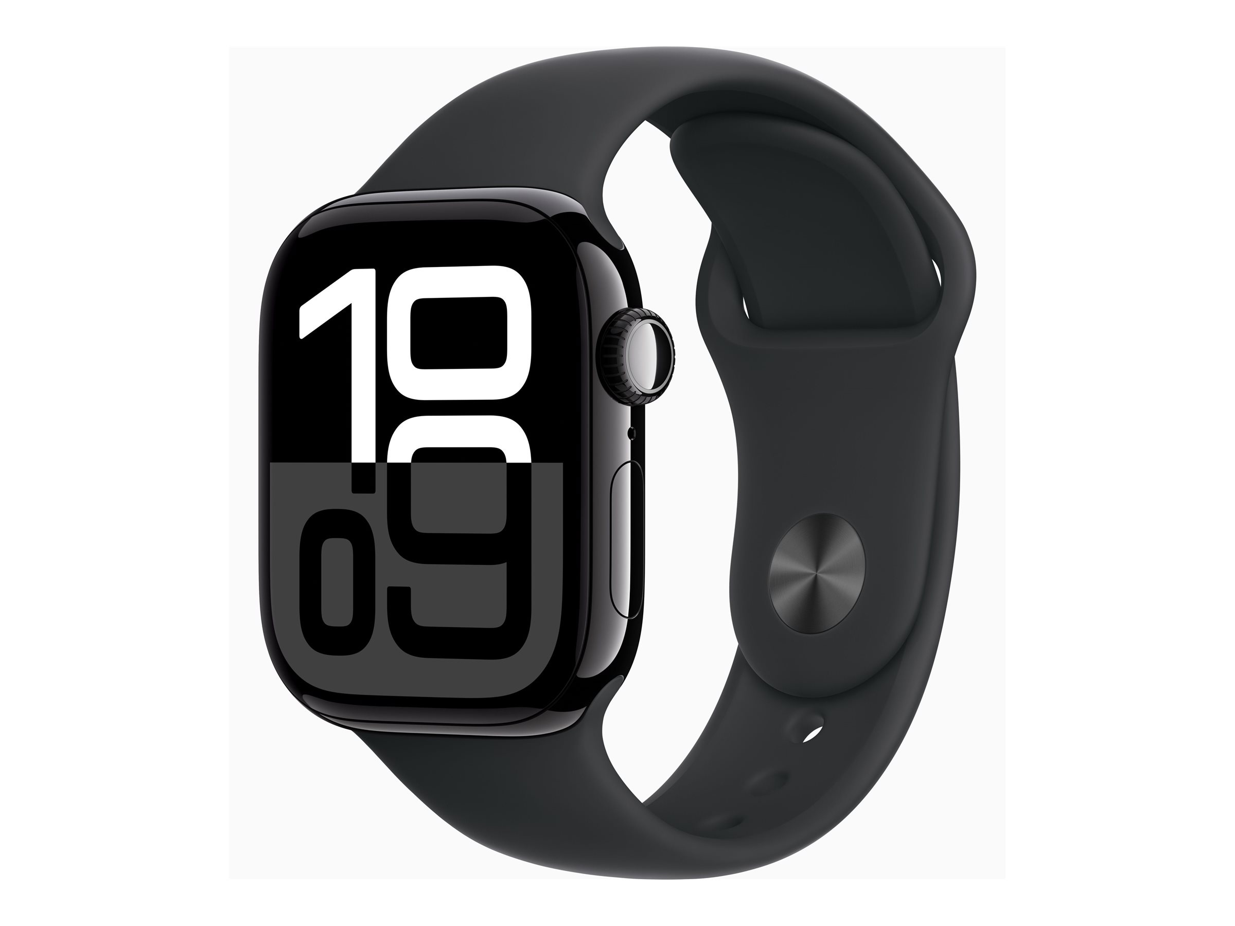 Apple Watch Series 10 (GPS) - 42 mm - aluminium noir jais - montre intelligente avec bande sport - fluoroélastomère - noir - taille du bracelet : S/M - 64 Go - Wi-Fi 4, UWB, Bluetooth - 30 g - MWWE3QF/A - Montres intelligentes