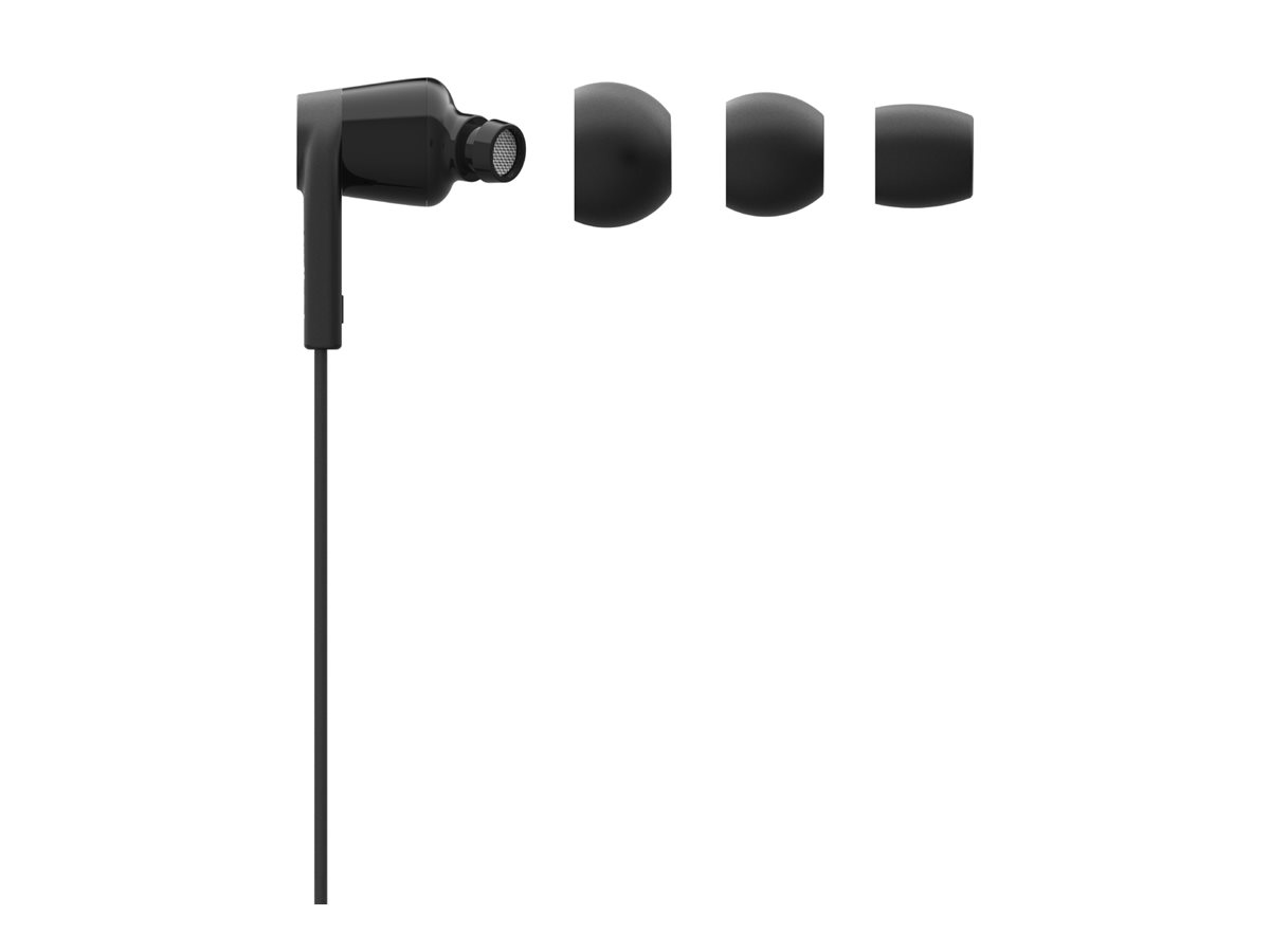 Belkin ROCKSTAR - Écouteurs avec micro - intra-auriculaire - filaire - Lightning - isolation acoustique - noir - pour Apple 10.5-inch iPad Pro; iPad mini 4; iPhone 7, 7 Plus, 8, 8 Plus, X, XR, XS, XS Max - G3H0001btBLK - Écouteurs