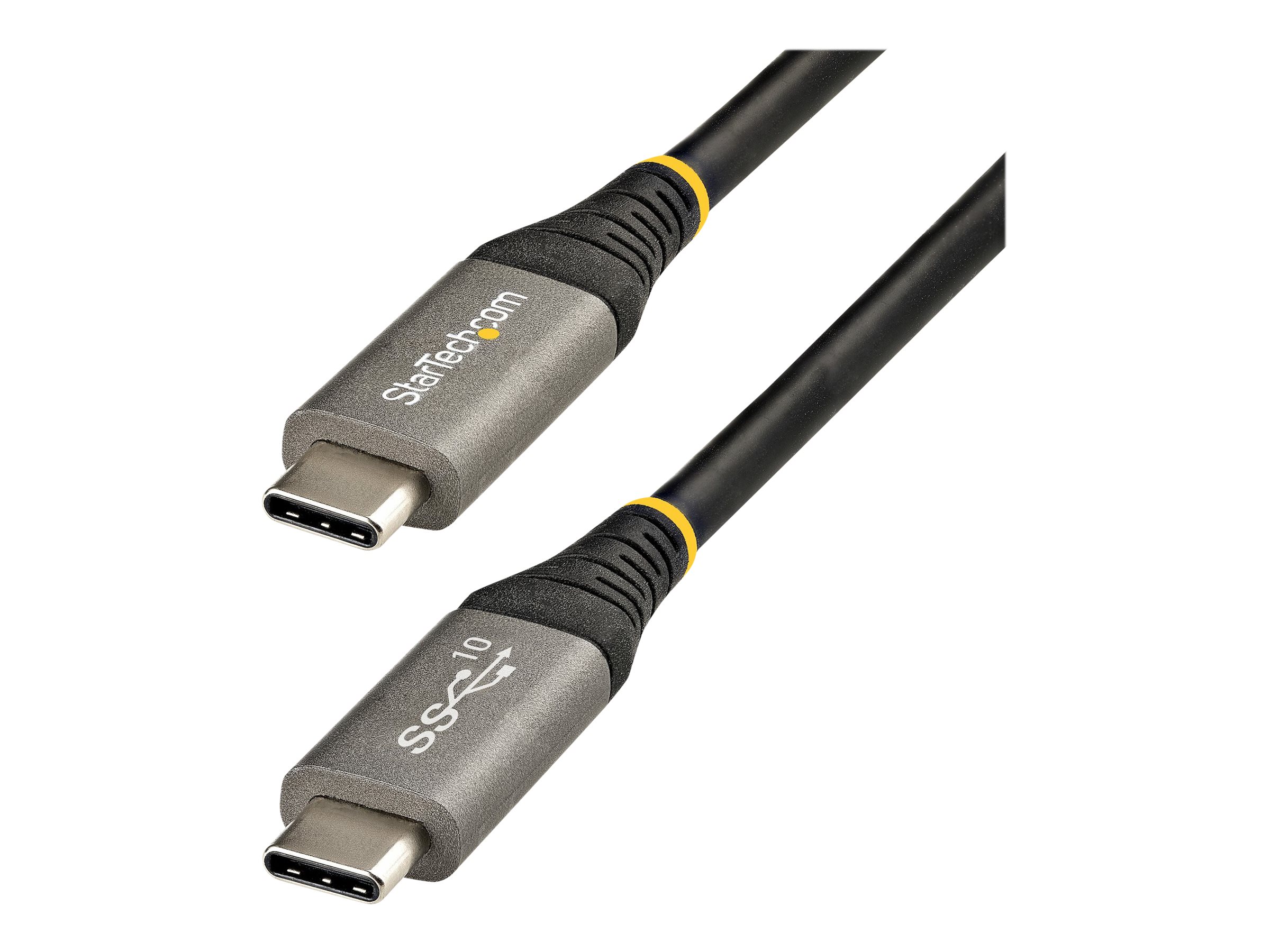 StarTech.com Câble USB C 10Gbps 50cm - Certifié USB-IF - Câble USB 3.1/3.2 Gen 1 Type-C - 100W (5A) Power Delivery, DP Alt Mode - Cordon USB C vers C - Charge/Synchronisation (USB31CCV50CM) - Câble USB - 24 pin USB-C (M) pour 24 pin USB-C (M) - USB 3.2 Gen 2 / DisplayPort 1.4 /Thunderbolt 3 - 50 cm - support 4K - gris, noir - pour P/N: DK30C2DAGPD, DK30C2HAGPD - USB31CCV50CM - Câbles USB
