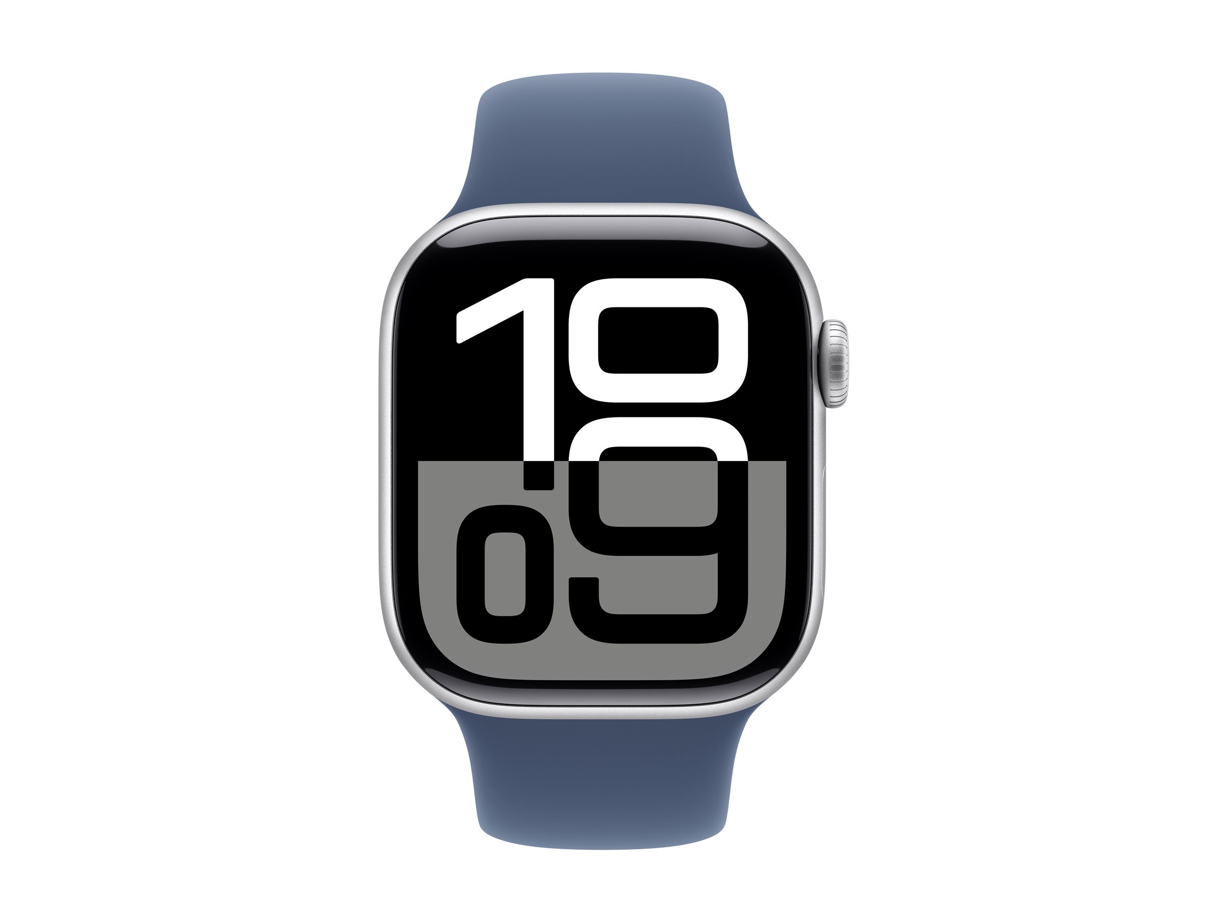 Apple Watch Series 10 (GPS) - 42 mm - aluminium argenté - montre intelligente avec bande sport - fluoroélastomère - denim - taille du bracelet : M/L - 64 Go - Wi-Fi 4, UWB, Bluetooth - 30 g - MWWC3QF/A - Montres intelligentes