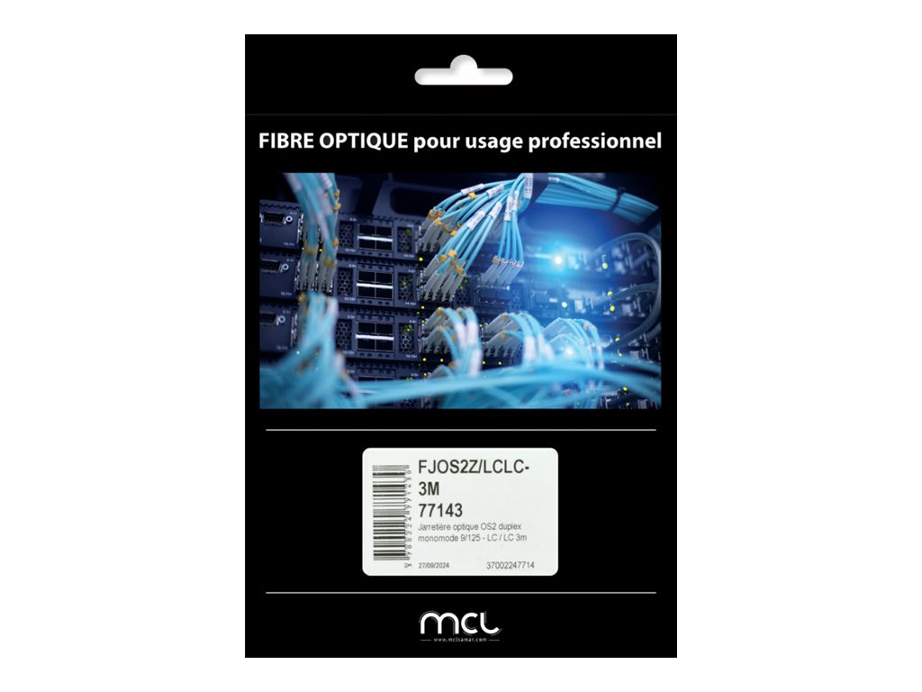 MCL - Cordon de raccordement - mode unique LC (M) pour mode unique LC (M) - 3 m - fibre optique - duplex - 9 / 125 micromètres - OS2 - sans halogène, débit de transfert de données jusqu'à 10 Gbps - FJOS2Z/LCLC-3M - Câbles de raccordement