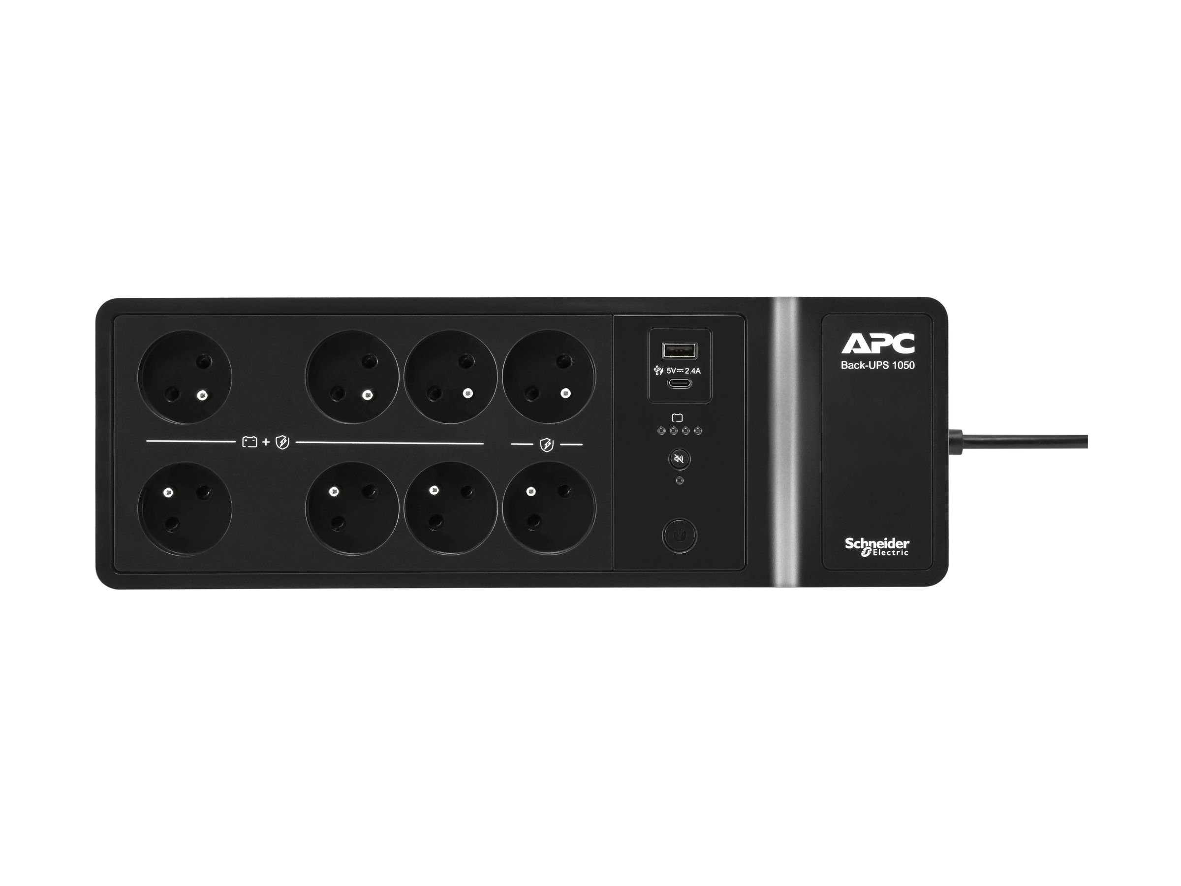 APC Back-UPS - Onduleur (montage mural / montage en surface) - USB-C + USB-A - CA 230 V - 600 Watt - 1050 VA - 9 Ah - connecteurs de sortie : 8 - France - noir - BE1050G2-FR - UPS autonomes