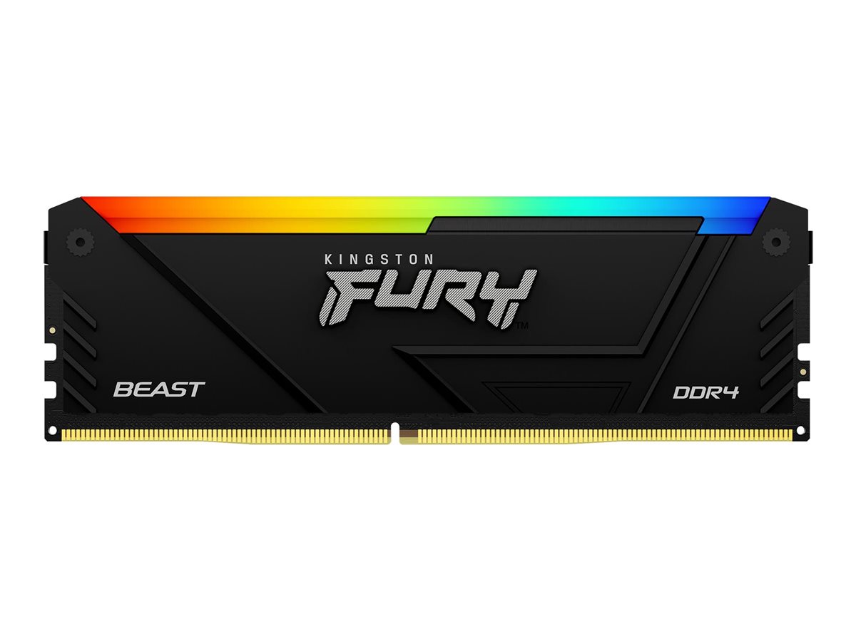 Kingston FURY Beast RGB - DDR4 - module - 16 Go - DIMM 288 broches - 3600 MHz / PC4-28800 - CL18 - 1.35 V - mémoire sans tampon - non ECC - noir - KF436C18BB2A/16 - DDR4