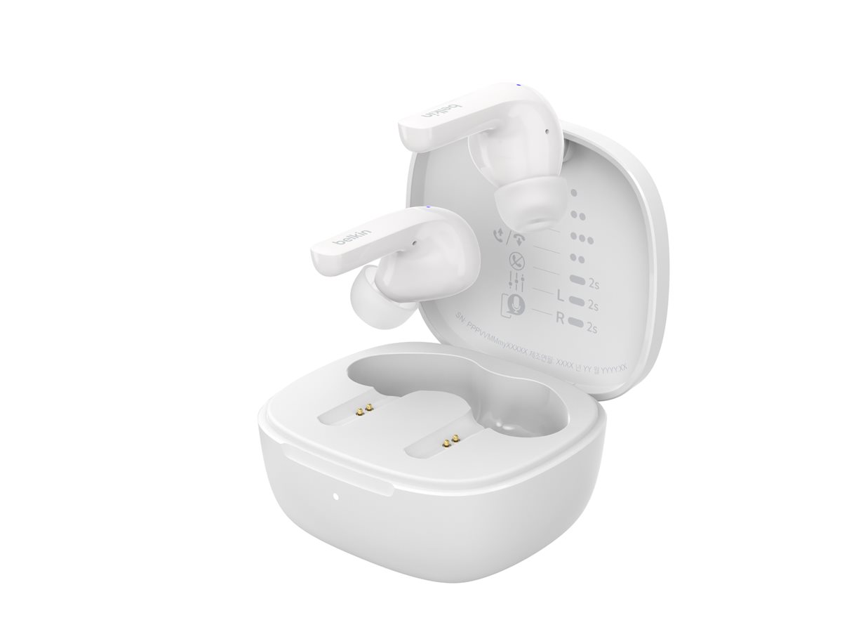 Belkin SoundForm Motion - Écouteurs sans fil avec micro - intra-auriculaire - Bluetooth - Suppresseur de bruit actif - isolation acoustique - blanc - AUC010BTWH - Écouteurs