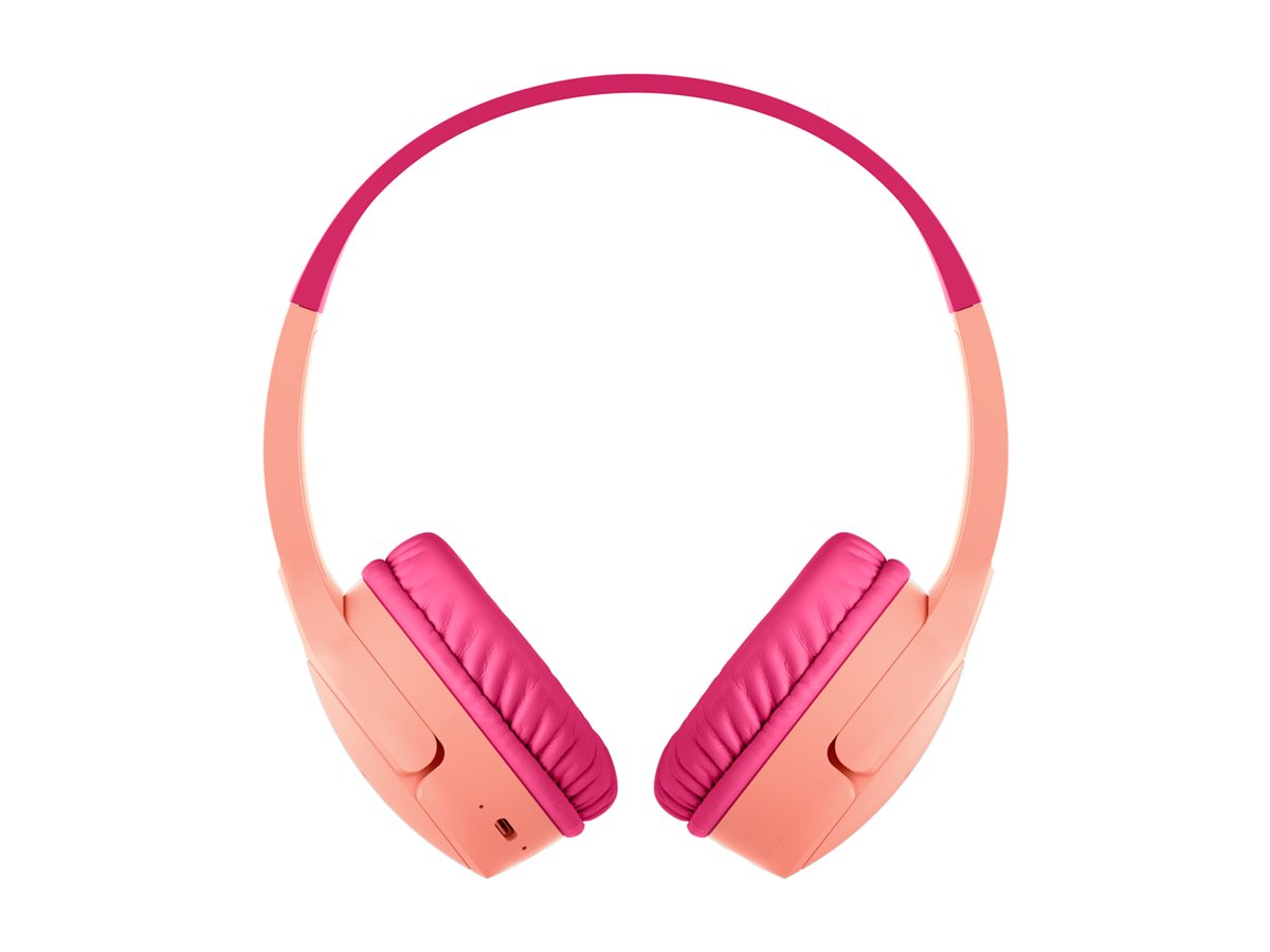 Belkin SoundForm Mini - Écouteurs avec micro - sur-oreille - Bluetooth - sans fil, filaire - jack 3,5mm - rose - AUD002BTPKV3 - Écouteurs