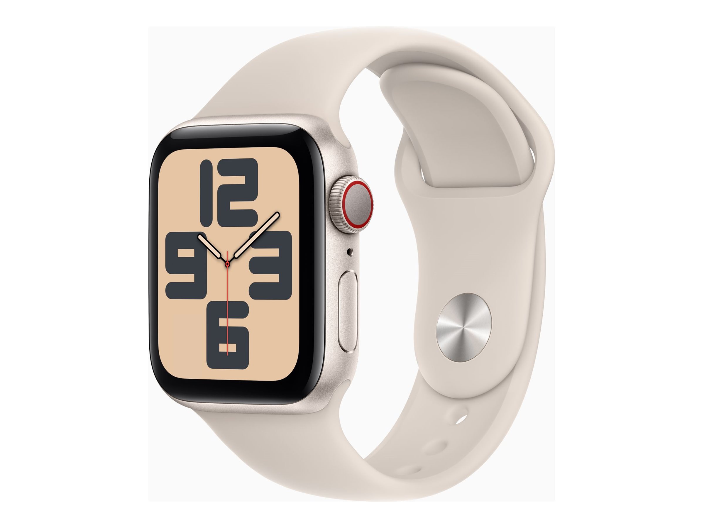 Apple Watch SE (GPS + Cellular) - 2e génération - 40 mm - aluminium droit - montre intelligente avec bande sport - fluoroélastomère - droit - taille du bracelet : S/M - 32 Go - Wi-Fi, LTE, Bluetooth - 4G - 27.8 g - MRFX3QF/A - Montres intelligentes