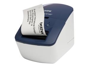 Brother QL-600B - Imprimante d'étiquettes - thermique direct - rouleau (6,2 cm) - 300 x 300 ppp - jusqu'à 71 mm/sec - USB 2.0 - bleu-blanc - QL600BXX1 - Imprimantes thermiques