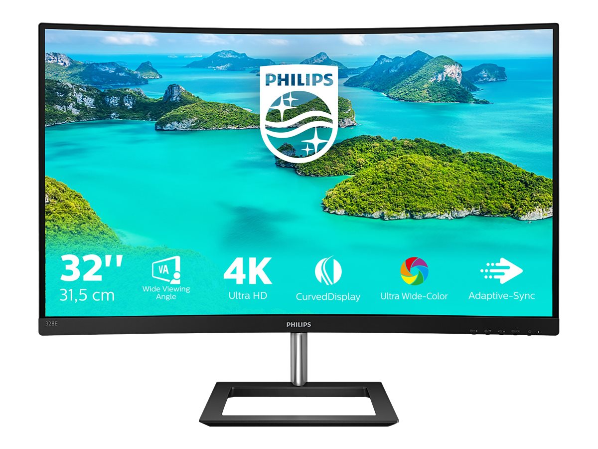 Philips E-line 328E1CA - Écran LED - incurvé - 32" (31.5" visualisable) - 3840 x 2160 4K @ 60 Hz - VA - 250 cd/m² - 2500:1 - 4 ms - 2xHDMI, DisplayPort - haut-parleurs - noir texturé - 328E1CA/00 - Écrans d'ordinateur