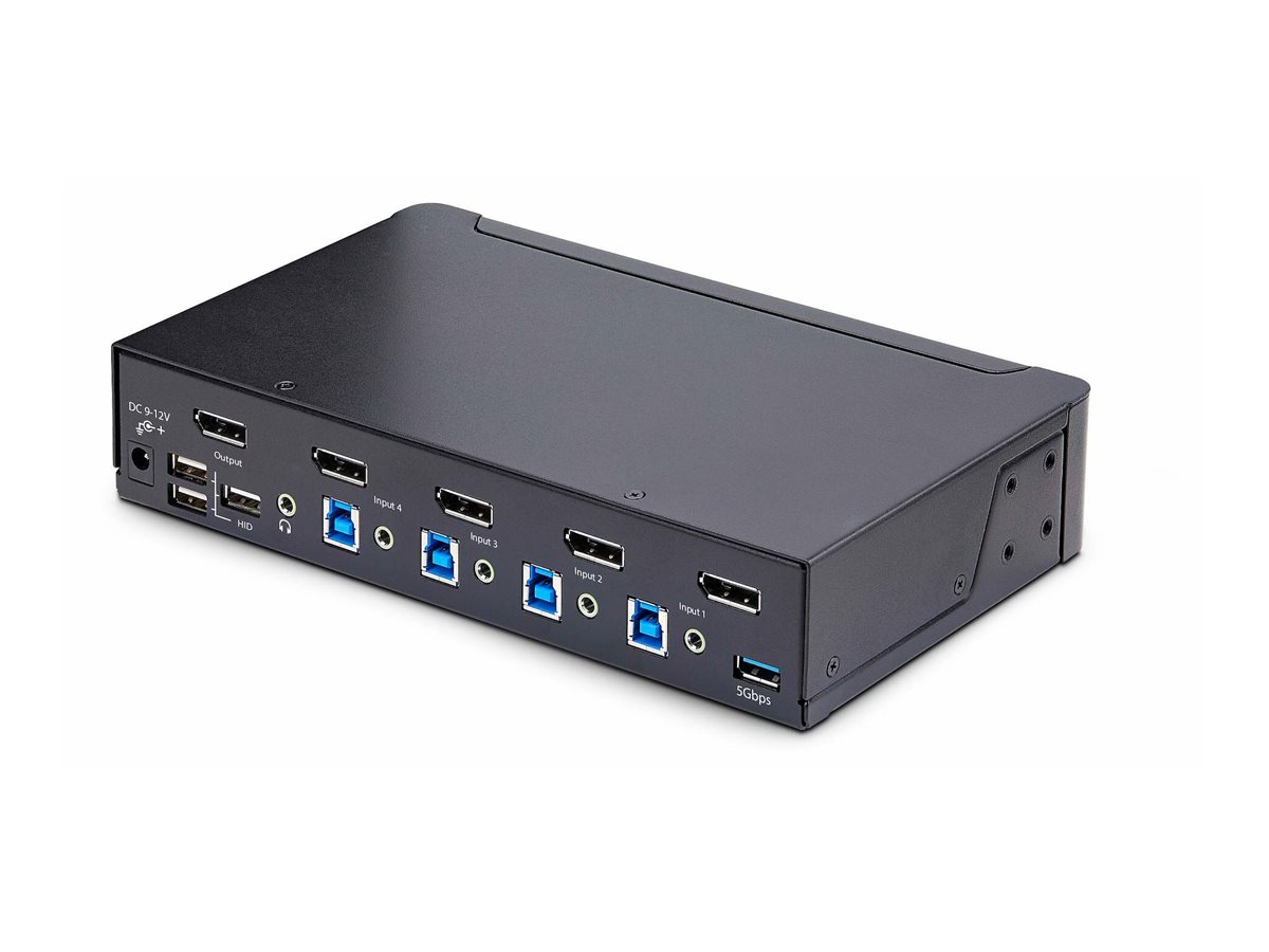 StarTech.com 4-Port DisplayPort 1.4 KVM Switch, 8K 60Hz / 4K 144Hz, 2x USB 3.0 Ports, 4x USB 2.0 Ports, Hotkey Switching, TAA Compliant (D86A2-4-PORT-8K-KVM) - Commutateur écran-clavier-souris/audio/USB - 4 x KVM / audio / USB - 1 utilisateur local - de bureau - Conformité TAA - D86A2-4-PORT-8K-KVM - Commutateurs KVM