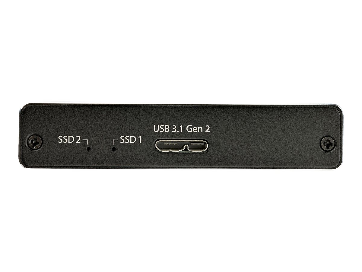 StarTech.com Boîtier USB 3.1 (10 Gb/s) dual slot pour SSD M.2 SATA avec RAID - Boîtier USB 3.1 2x SSD - USB-A et USB-C - Aluminium - Baie de stockage flash - 2 Baies - USB 3.1 (externe) - pour P/N: TBLT3MM1MA, TBLT3MM2M, TBLT3MM2MA - SM22BU31C3R - Baies de disque USB