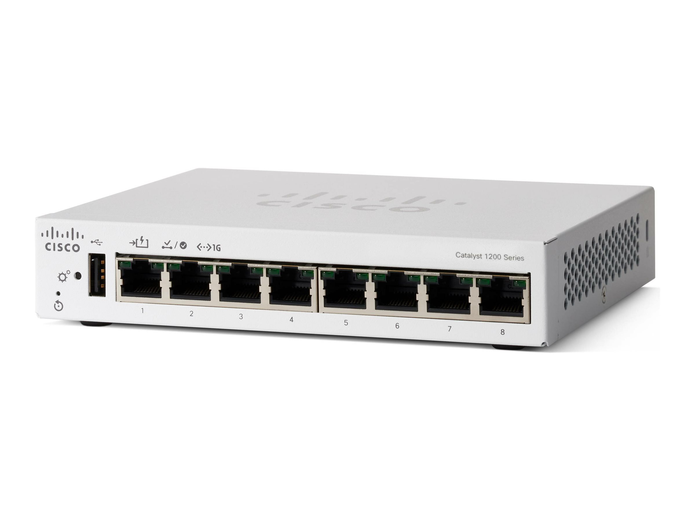Cisco Catalyst 1200-8T-D - Commutateur - gigabit ethernet - C3 - intelligent - 8 x 10/100/1000 - de bureau - PoE (67 W) - C1200-8T-D - Commutateurs gérés