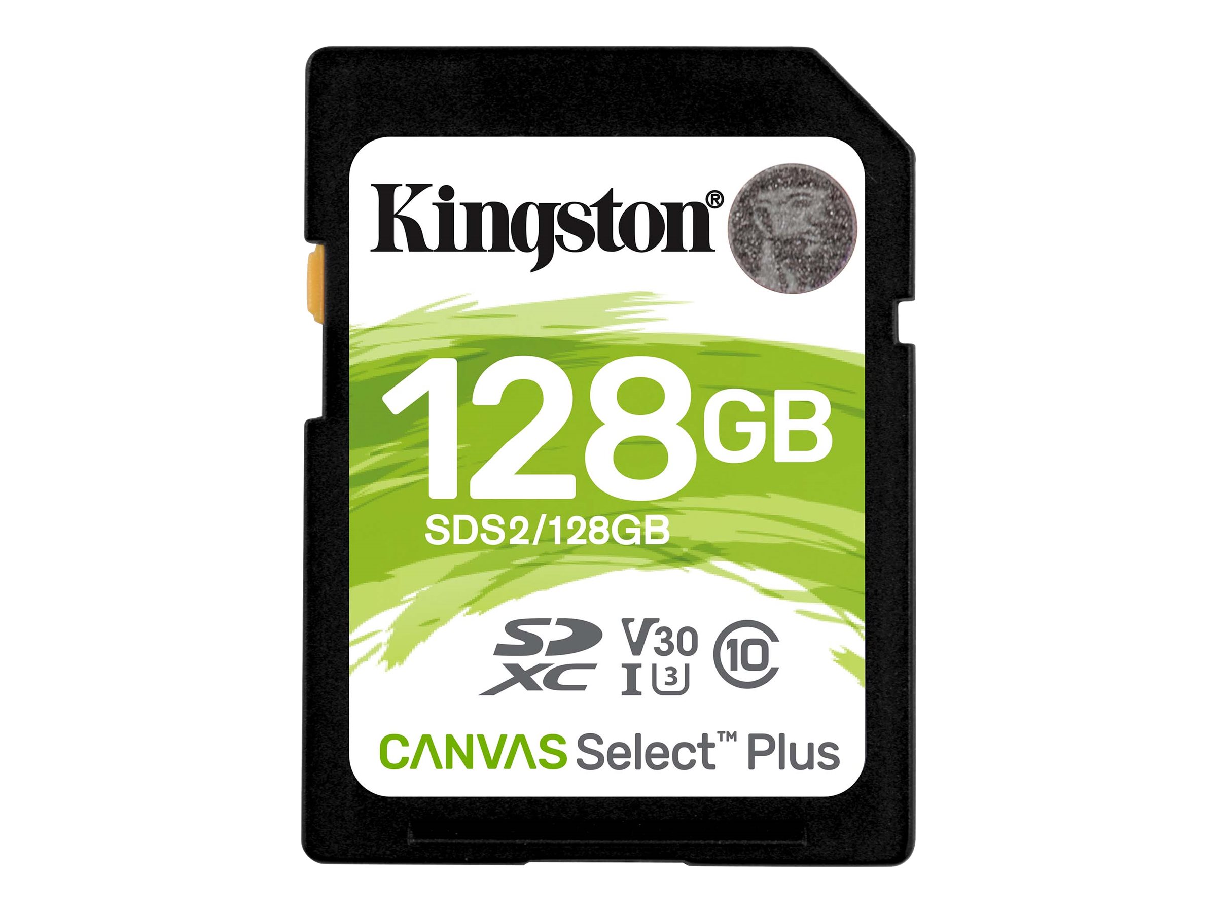 Kingston Canvas Select Plus - Carte mémoire flash - 128 Go - Video Class V30 / UHS-I U3 / Class10 - SDXC UHS-I - SDS2/128GB - Cartes flash