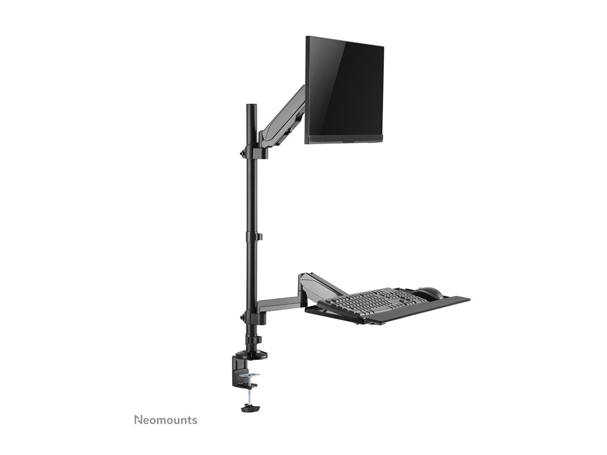 Neomounts DS90-325BL1 - Kit de montage (bras à mouvement libre) - poste de travail assis-debout - pour écran LCD/équipement PC - acier - noir - Taille d'écran : 17"-32" - pinces montables, oeillet, montrable sur bureau - DS90-325BL1 - Montages d'équipement audio et vidéo