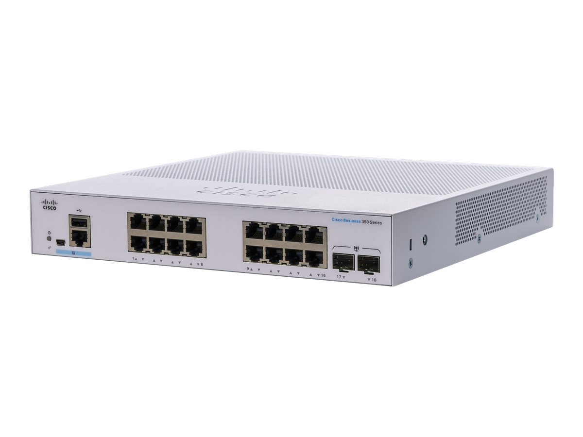 Cisco Business 350 Series CBS350-16T-2G - Commutateur - C3 - Géré - 16 x 10/100/1000 + 2 x Gigabit SFP - Montable sur rack - CBS350-16T-2G-EU - Concentrateurs et commutateurs gigabit