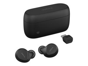Jabra Evolve2 Buds MS - Écouteurs sans fil avec micro - intra-auriculaire - Bluetooth - Suppresseur de bruit actif - USB-C via un adaptateur Bluetooth - isolation acoustique - noir - Certifié pour Microsoft Teams - 20797-999-899 - Écouteurs