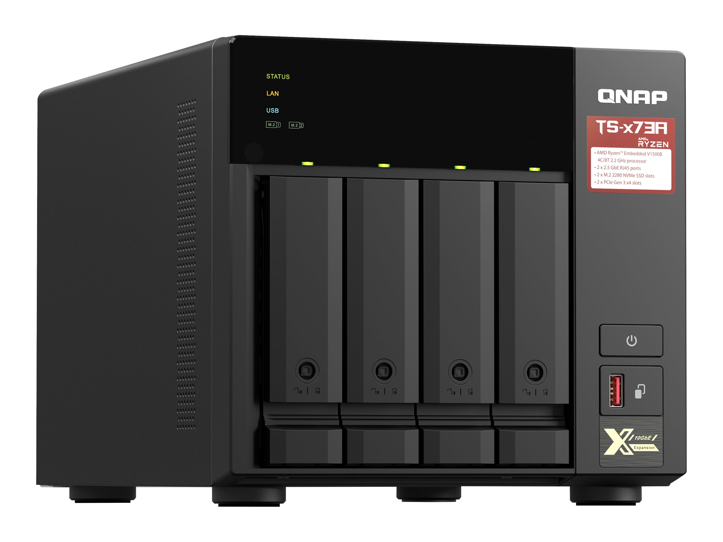 QNAP TS-473A - Serveur NAS - 4 Baies - SATA 6Gb/s - RAM 8 Go - 2.5 Gigabit Ethernet - TS-473A-8G - NAS