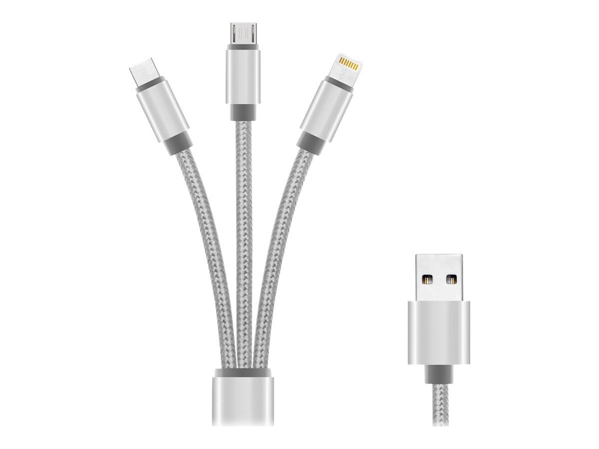DLH DY-TU4108 - Câble Lightning - USB mâle pour Micro-USB de type B, Lightning, 24 pin USB-C mâle - 1.2 m - gris - DY-TU4108 - Câbles spéciaux