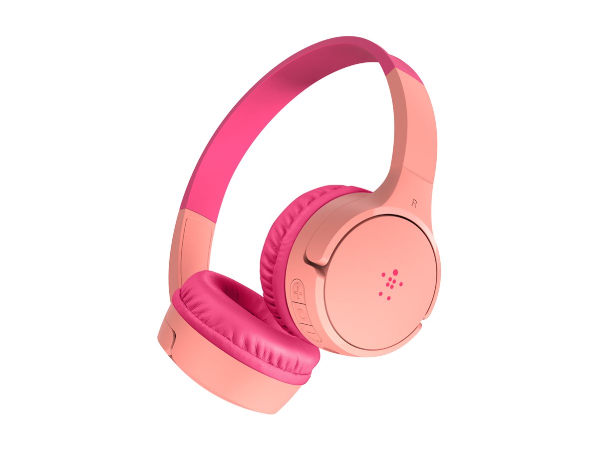 Belkin SoundForm Mini - Écouteurs avec micro - sur-oreille - Bluetooth - sans fil - jack 3,5mm - rose - AUD002BTPK - Écouteurs