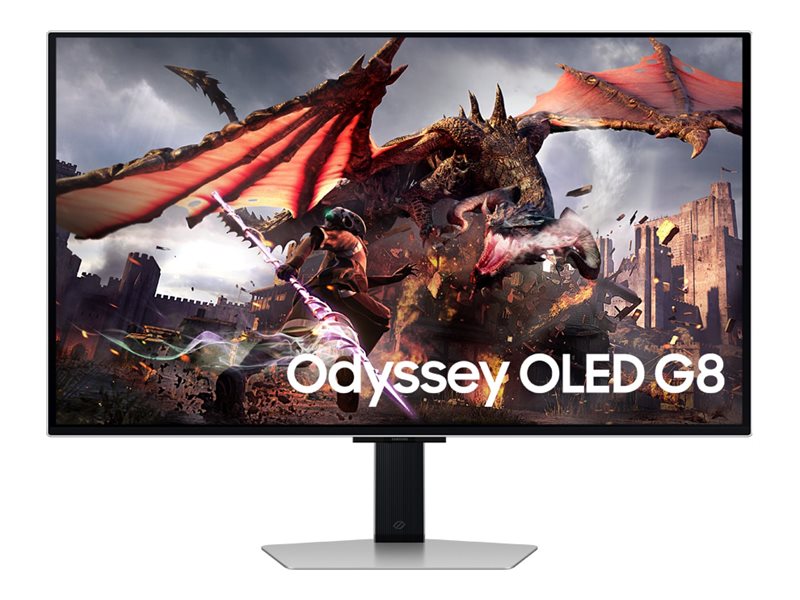 Samsung Odyssey OLED G8 S32DG800SU - Moniteur OLED - Intelligent - jeux - 32" - 3840 x 2160 4K @ 240 Hz - 250 cd/m² - 1000000:1 - DisplayHDR 400 True Black - 0.03 ms - 2xHDMI, DisplayPort - haut-parleurs - argent - LS32DG800SUXEN - Écrans d'ordinateur