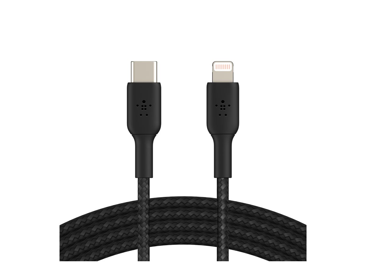 Belkin BOOST CHARGE - Câble Lightning - 24 pin USB-C mâle pour Lightning mâle - 1 m - noir - Alimentation USB (18 W) - CAA004BT1MBK - Accessoires pour systèmes audio domestiques