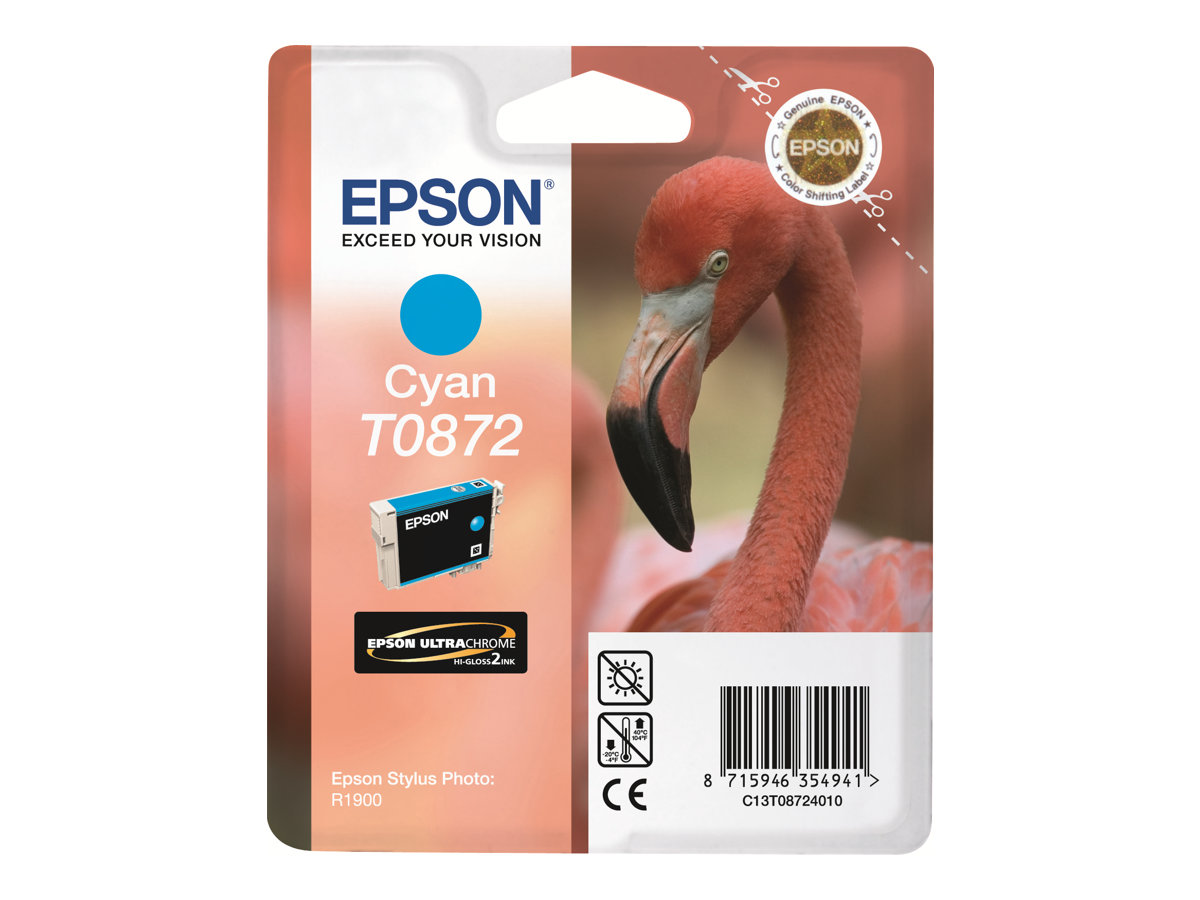Epson T0872 - 11.4 ml - cyan - original - blister - cartouche d'encre - pour Stylus Photo R1900 - C13T08724010 - Cartouches d'imprimante
