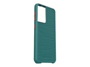 LifeProof WAKE - Coque de protection pour téléphone portable - 85 % de plastique recyclé provenant de l'océan - en bas (vert/orange) - modèle d'onde douce - pour Samsung Galaxy S21 5G - 77-81256 - Coques et étuis pour téléphone portable