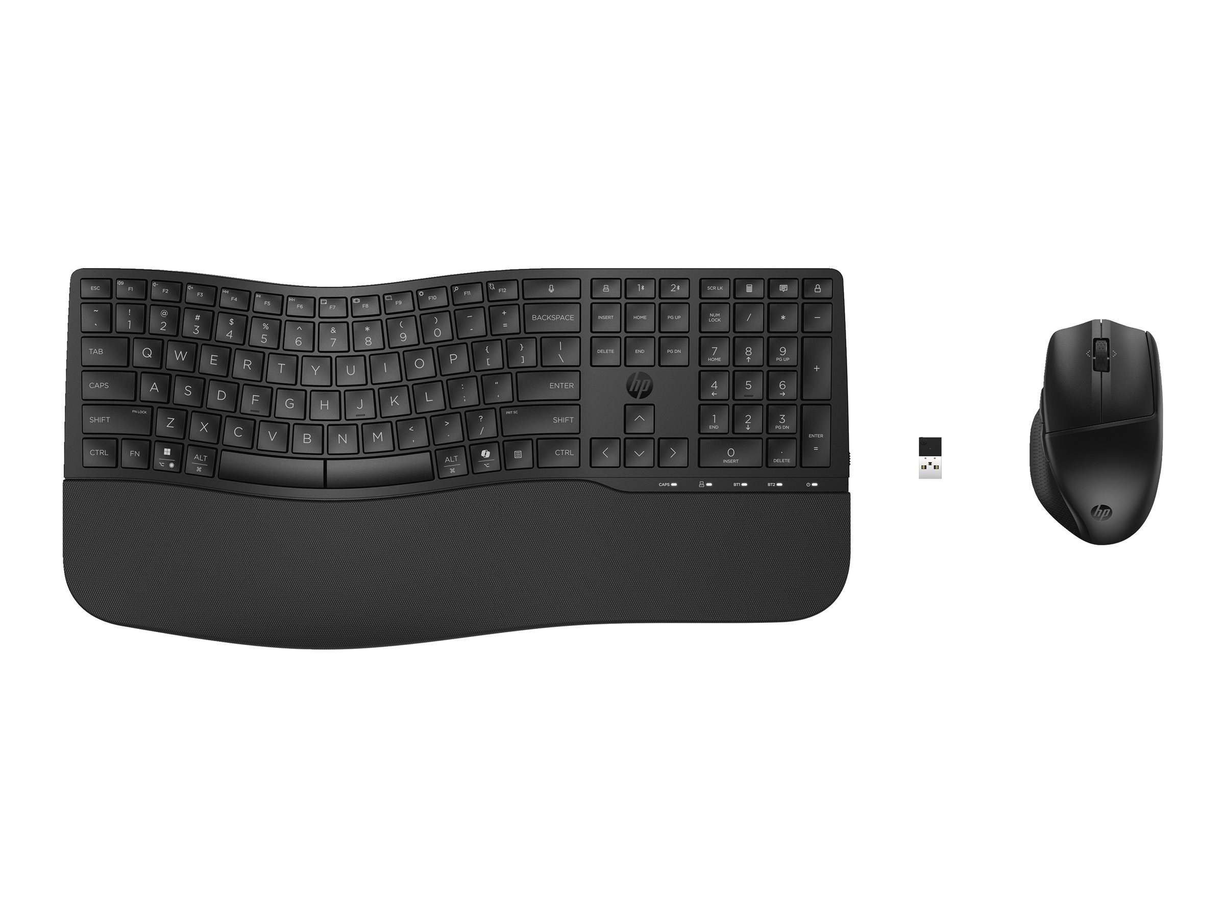 HP 685 - Ensemble clavier et souris - bi-mode, agencement à 3 zones, multi-appareils, 23 touches programmables, détection automatique du système d'exploitation, déplacement des touches à profil bas - full size - sans fil - 2.4 GHz, Bluetooth - Français - noir - Smart Buy - 8T6L7UT#ABF - Claviers