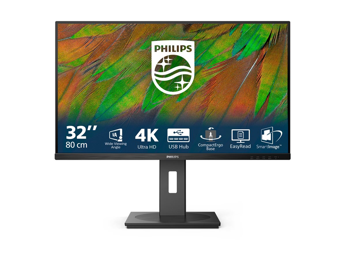 Philips 32B1N3800 - 3000 Series - écran LED - 32" (31.5" visualisable) - 3840 x 2160 4K UHD (2160p) @ 60 Hz - VA - 350 cd/m² - 3500:1 - 4 ms - 2xHDMI, DisplayPort - haut-parleurs - noir - 32B1N3800/00 - Écrans d'ordinateur