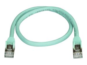 StarTech.com 50cm CAT6A Ethernet Cable, 10 Gigabit Shielded Snagless RJ45 100W PoE Patch Cord, CAT 6A 10GbE STP Network Cable w/Strain Relief, Aqua, Fluke Tested/UL Certified Wiring/TIA - Category 6A - 26AWG (6ASPAT50CMAQ) - Cordon de raccordement - RJ-45 (M) pour RJ-45 (M) - 50 cm - STP - CAT 6a - sans crochet - turquoise - 6ASPAT50CMAQ - Câbles à paire torsadée