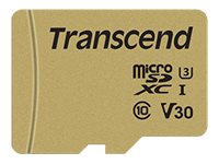 Transcend 500S - Carte mémoire flash (adaptateur microSDHC - SD inclus(e)) - 32 Go - Video Class V30 / UHS-I U3 / Class10 - micro SDHC - TS32GUSD500S - Cartes flash