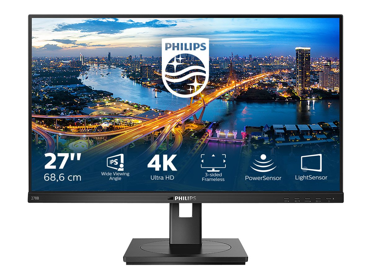 Philips B Line 278B1 - Écran LED - 27" - 3840 x 2160 4K @ 60 Hz - IPS - 350 cd/m² - 1000:1 - 4 ms - 2xHDMI, DisplayPort - haut-parleurs - texture noire - 278B1/00 - Écrans d'ordinateur