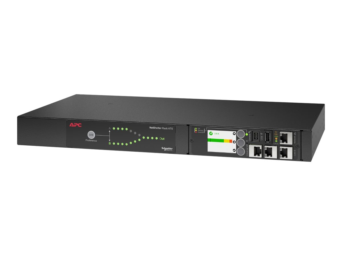 APC NetShelter - Commutateur de transfert automatique (rack-montable) - AC 207-253 V - 2000 VA - monophasé - USB, Ethernet 10/100/1000 - connecteurs de sortie : 12 - 1U - noir - AP4421A - Accessoires d'alimentation