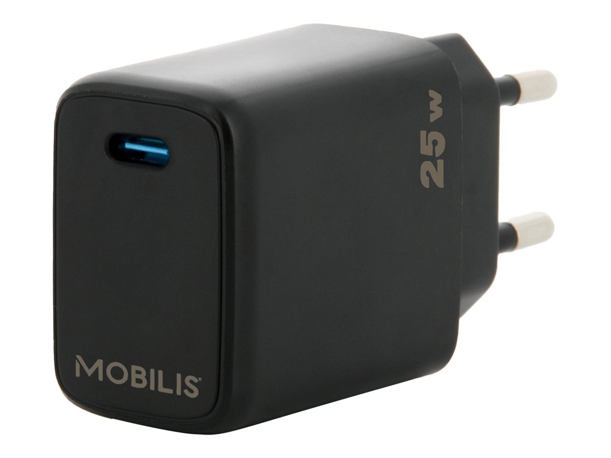 Mobilis - Adaptateur secteur - rapide - 25 Watt - PD (24 pin USB-C) - noir - Europe - 001380 - Adaptateurs électriques et chargeurs