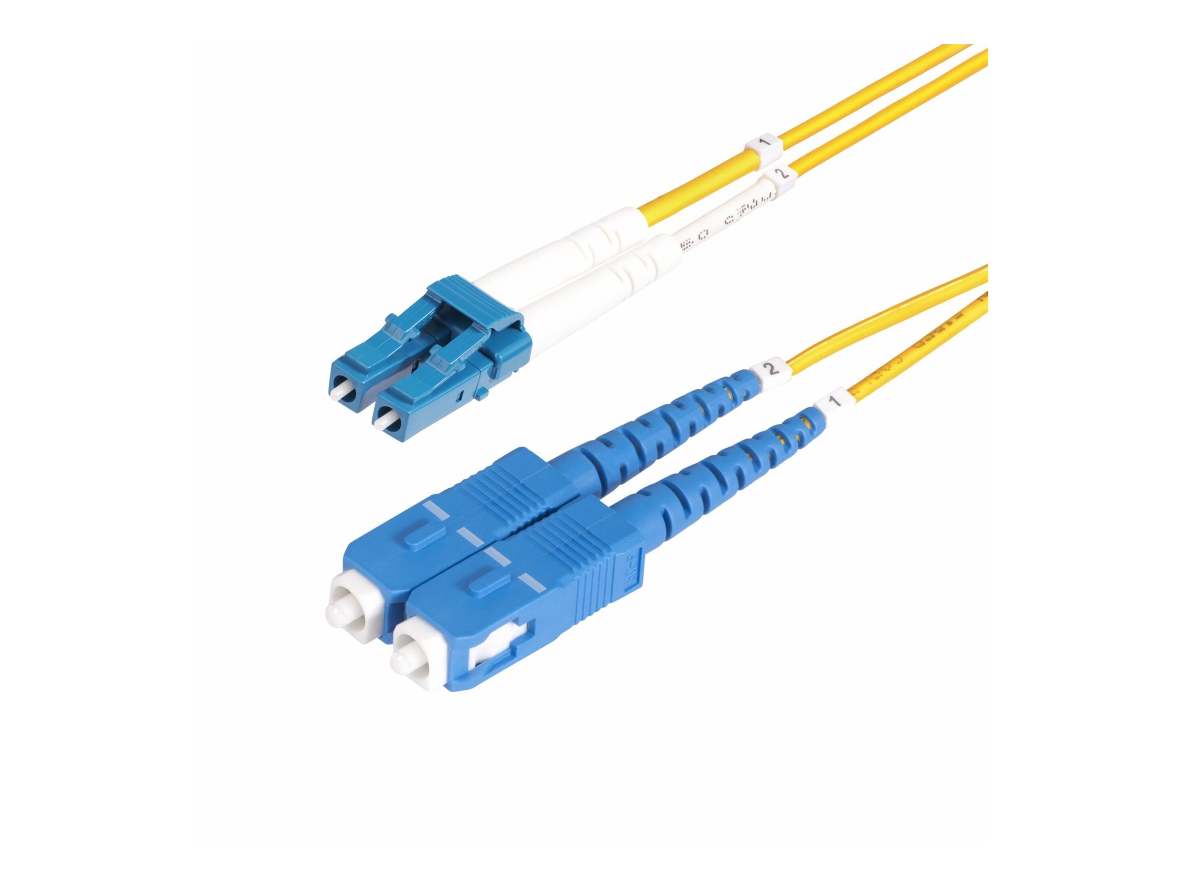 StarTech.com 10m (30ft) LC to SC (UPC) OS2 Single Mode Duplex Fiber Optic Cable, 9/125µm, Laser Optimized, 10G, Bend Insensitive, Low Insertion Loss - LSZH Fiber Patch Cord (SMLCSC-OS2-10M) - Cordon de raccordement - mode unique LC/UPC (M) pour mode unique SC/UPC (M) - 10 m - 2 mm - fibre optique - duplex - 9 / 125 micromètres - OS1/OS2 - sans halogène, passif - jaune - SMLCSC-OS2-10M - Câblesenfibres