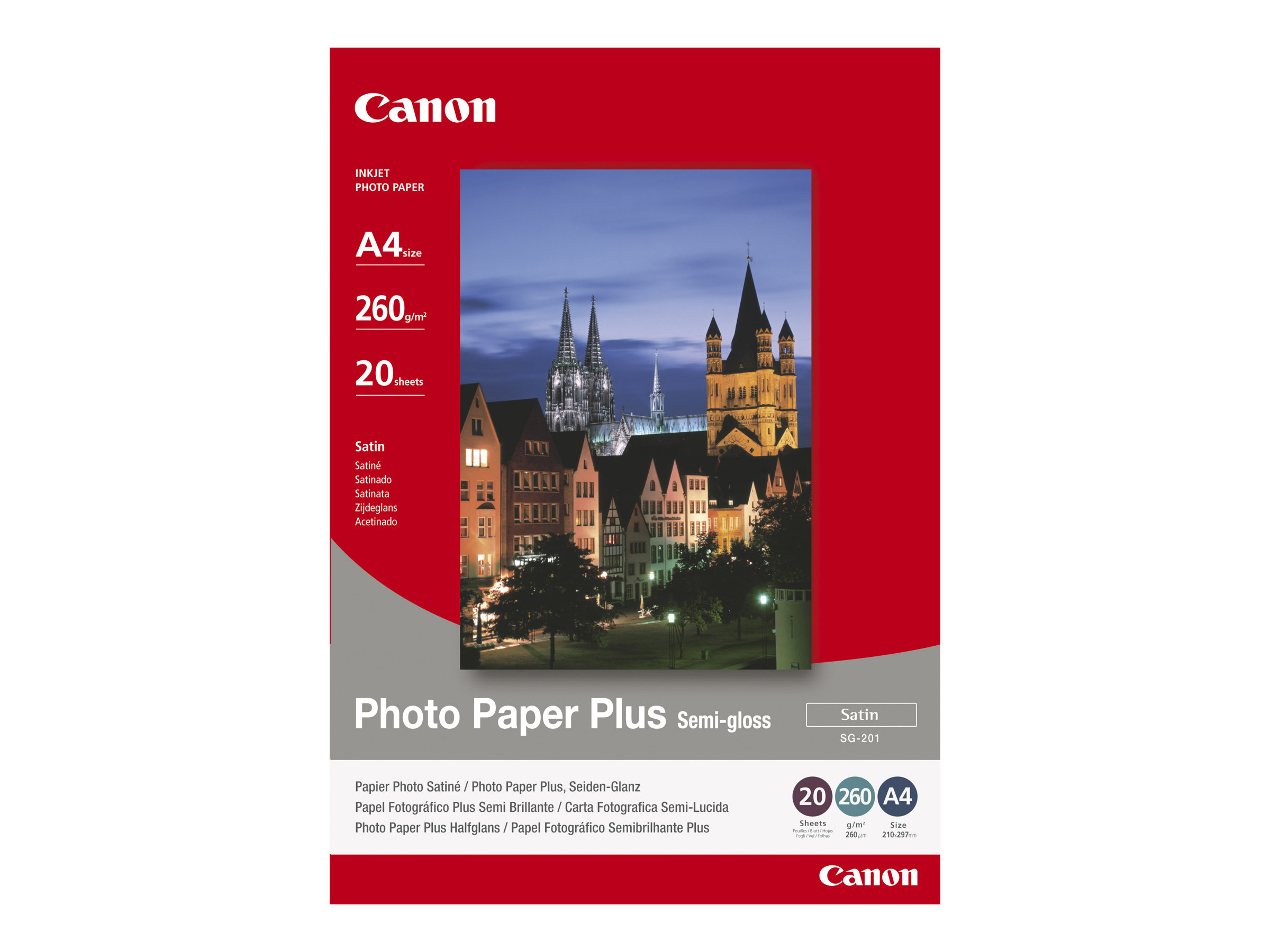 Canon Photo Paper Plus SG-201 - Satin semi-brilant - 101.6 x 152.4 mm - 260 g/m² - 50 feuille(s) papier photo - pour PIXMA iP3680, iP4850, MG8250, MP198, MP228, MP245, MP252, MP258, MP476, TS7450; S450 - 1686B015 - Papier photo