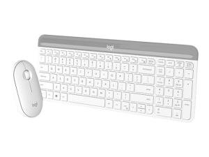 Logitech Slim Wireless Combo MK470 - Ensemble clavier et souris - sans fil - 2.4 GHz - QWERTY - R.-U. - blanc cassé - 920-009203 - Claviers