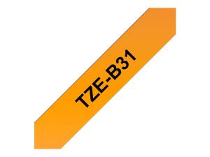 Brother TZe-B31 - Noir sur orange fluorescent - Rouleau (1,2 cm x 5 m) 1 cassette(s) ruban laminé - pour Brother PT-D210, D600, H110; P-Touch PT-1005, 1010, D450, D800, H110, P300, P900, P950 - TZEB31 - Rouleaux de papier