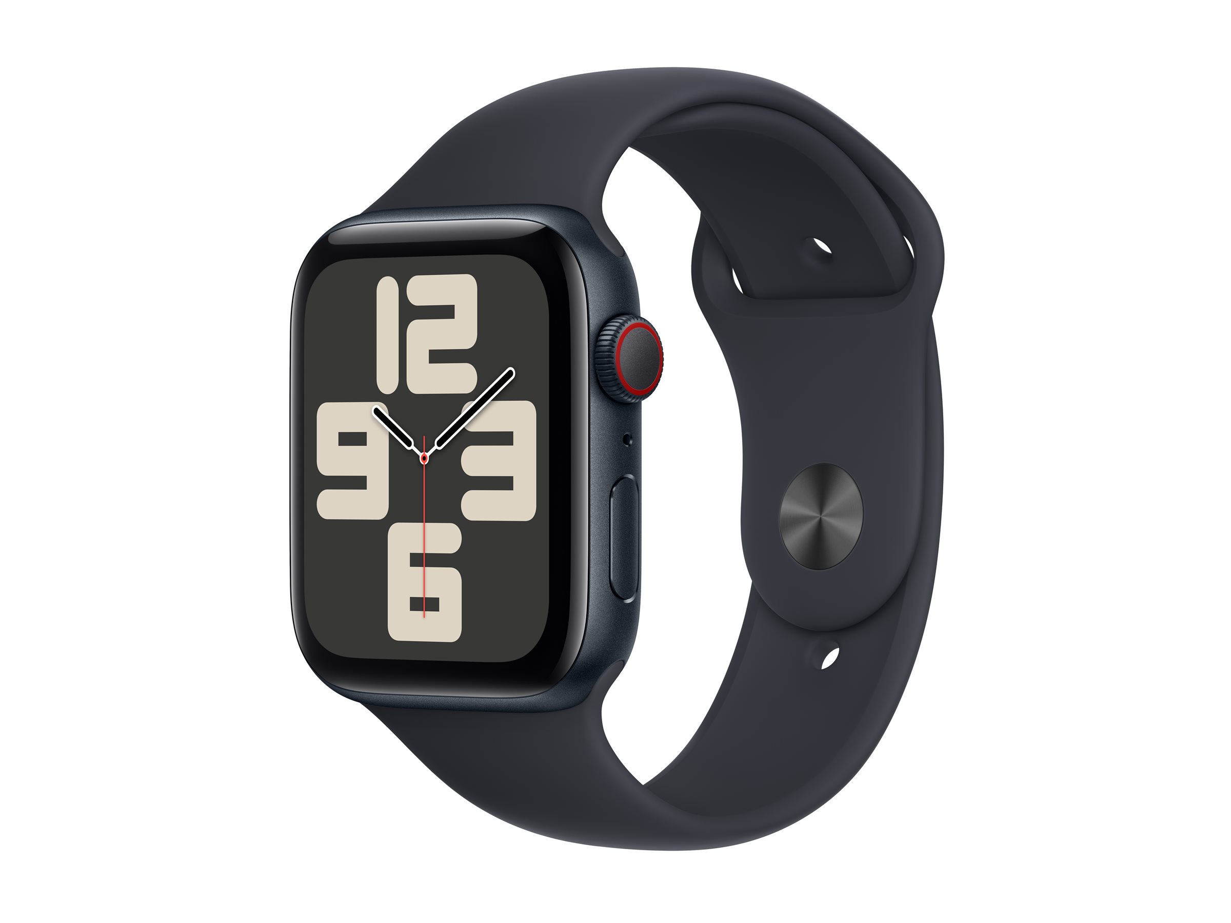 Apple Watch SE (GPS + Cellular) - 2e génération - 44 mm - aluminium minuit - montre intelligente avec bande sport - fluoroélastomère - minuit - taille du bracelet : S/M - 32 Go - Wi-Fi, LTE, Bluetooth - 4G - 33 g - MRH53QF/A - Montres intelligentes