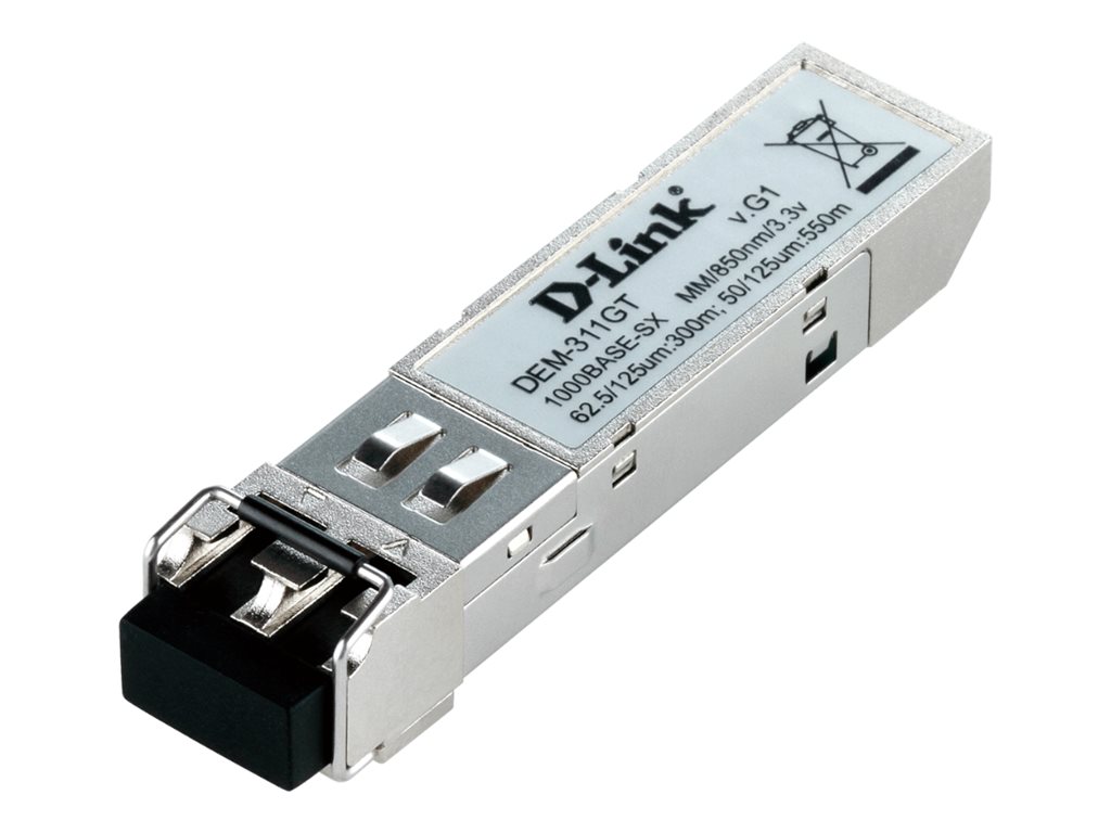 D-Link DEM 311GT - Module transmetteur SFP (mini-GBIC) - 1GbE - 1000Base-SX - LC multi-mode - jusqu'à 550 m - 850 nm - DEM-311GT/10 - Transmetteurs optiques