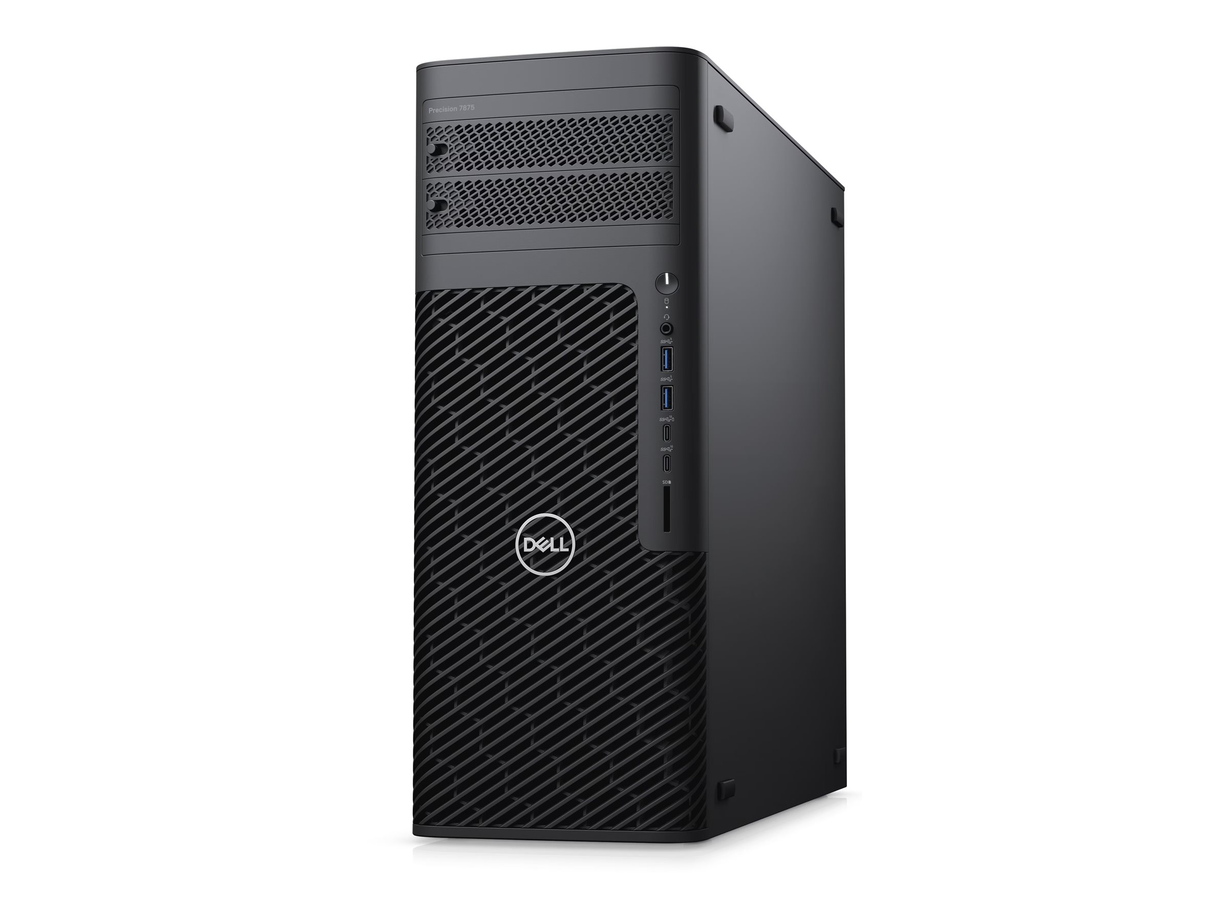 Dell Precision 7875 Tower - Tour 1 x Ryzen ThreadRipper PRO 7945WX / jusqu'à 5.3 GHz - RAM 64 Go - SSD 2 To - NVMe, Class 40 - aucun graphique - Gigabit Ethernet, 10 Gigabit Ethernet - Win 11 Pro - moniteur : aucun - noir - avec 3 ans de service ProSupport de Dell - NJW15 - Ordinateurs de bureau