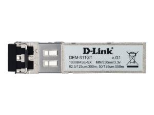 D-Link DEM 311GT - Module transmetteur SFP (mini-GBIC) - 1GbE - 1000Base-SX - LC multi-mode - jusqu'à 550 m - 850 nm - DEM-311GT/10 - Transmetteurs optiques