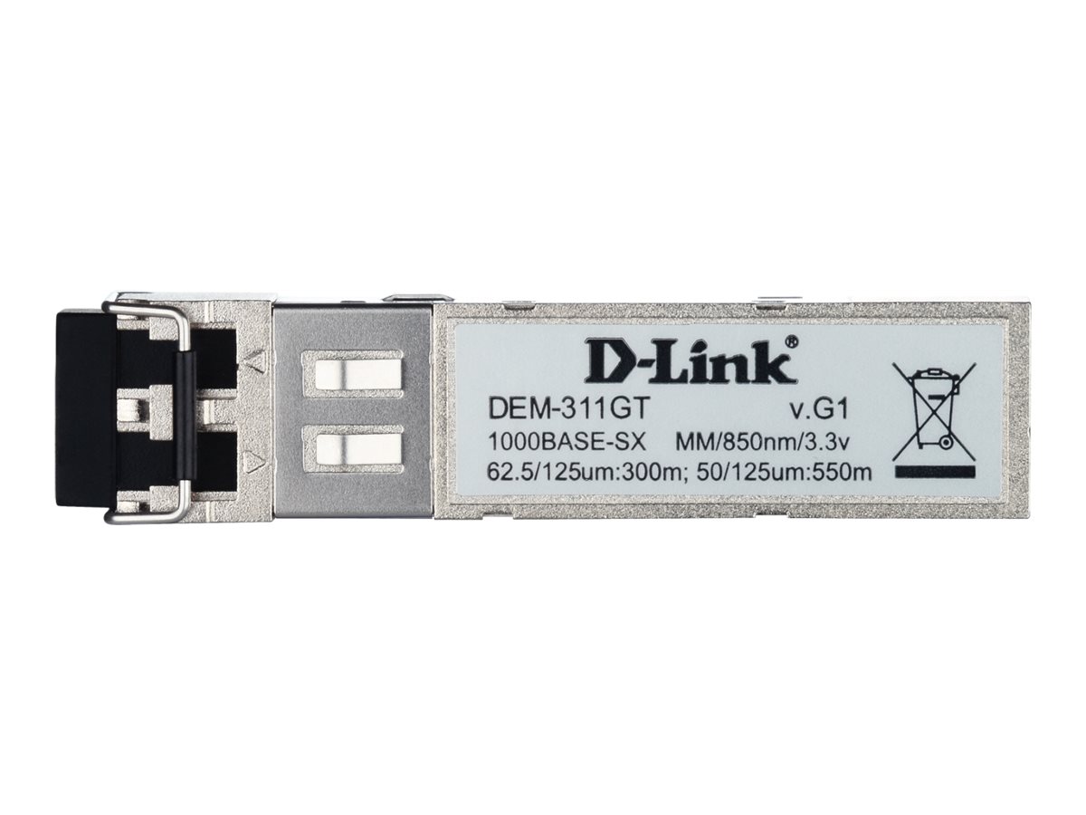 D-Link DEM 311GT - Module transmetteur SFP (mini-GBIC) - 1GbE - 1000Base-SX - LC multi-mode - jusqu'à 550 m - 850 nm - DEM-311GT/10 - Transmetteurs optiques