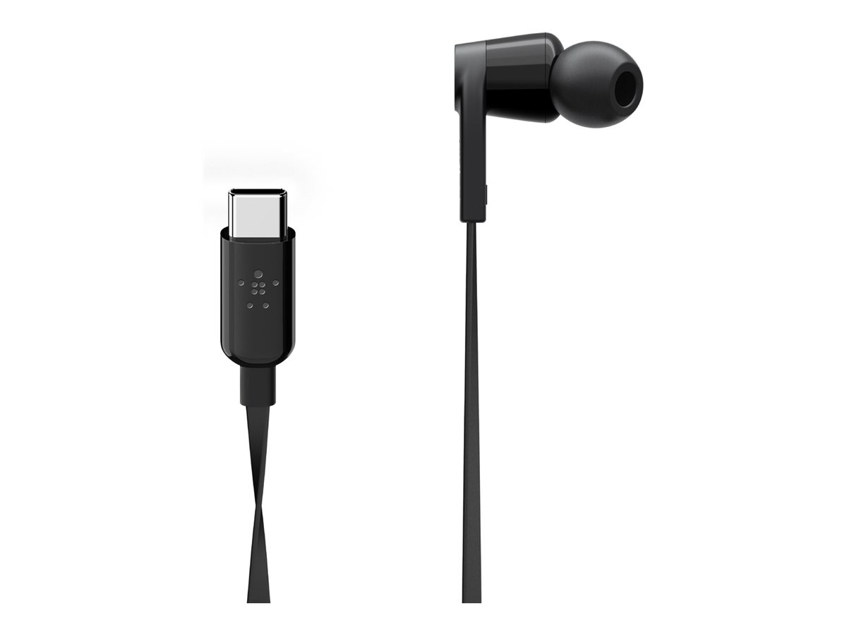 Belkin ROCKSTAR - Écouteurs avec micro - intra-auriculaire - filaire - USB-C - isolation acoustique - noir - G3H0002BTBLK - Écouteurs