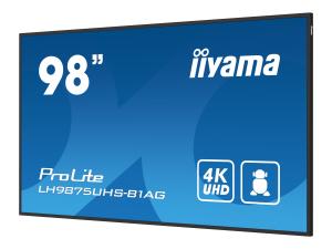 iiyama ProLite LH9875UHS-B1AG - Classe de diagonale 98" (97.5" visualisable) écran LCD rétro-éclairé par LED - signalisation numérique - avec lecteur multimédia SoC intégré - Android - 4K UHD (2160p) 3840 x 2160 - noir - LH9875UHS-B1AG - Écrans de signalisation numérique