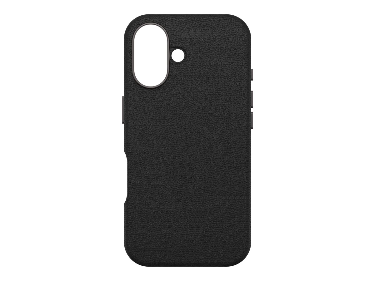 OtterBox Symmetry Series - Coque de protection pour téléphone portable - compatibilité avec MagSafe - cuir de catus, polyuréthane - noir cendré (noir) - pour Apple iPhone 16 - 77-96301 - Coques et étuis pour téléphone portable