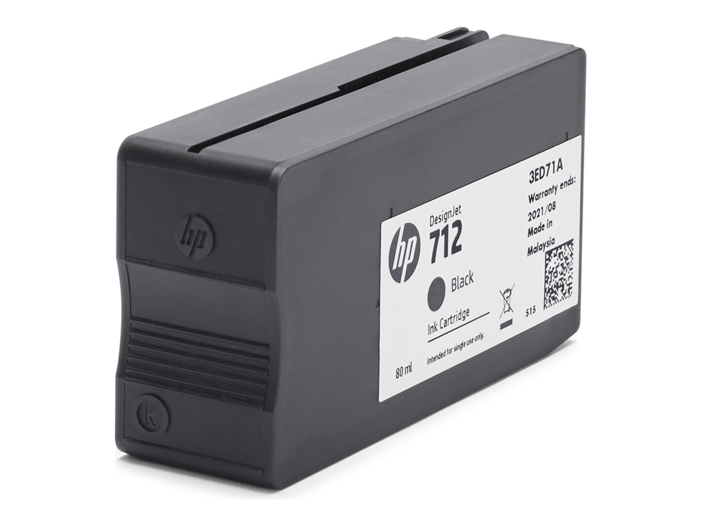 HP 712 - 80 ml - noir - original - DesignJet - cartouche d'encre - pour DesignJet Studio, T210, T230, T250, T630, T650 - 3ED71A - Cartouches d'imprimante