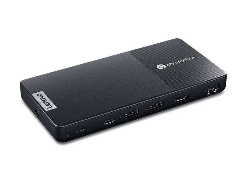 Lenovo Chromebox Micro 83F9 - Micro Celeron N4500 / jusqu'à 2.8 GHz - RAM 8 Go - flash - eMMC 32 Go - UHD Graphics - IEEE 802.11ax (Wi-Fi 6) - Chrome OS - moniteur : aucun - noir - Lenovo TopSeller - 83F9001SFR - Ordinateurs de bureau