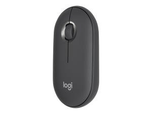 Logitech Pebble M350 - Souris - optique - 3 boutons - sans fil - Bluetooth, 2.4 GHz - récepteur sans fil USB - graphite - 910-005718 - Souris